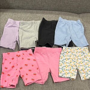 Hanna Andersson Biker Shorts Set of 7. Flowers, Gray, Black, Blue, Purple